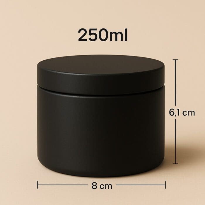 Recipient Lumânări Metalic | 250ml | Negru - imagine 2