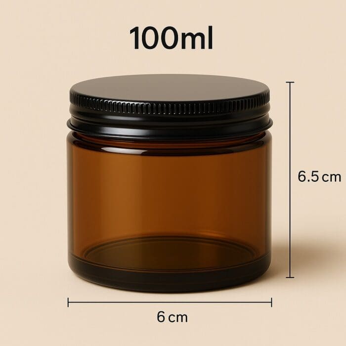 Recipient Lumânări Sticlă | 100ml | Ambra | Capac aluminiu - imagine 2