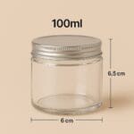 Recipient Lumânări Sticlă | 100ml | Transparent | Capac aluminiu - imagine 2