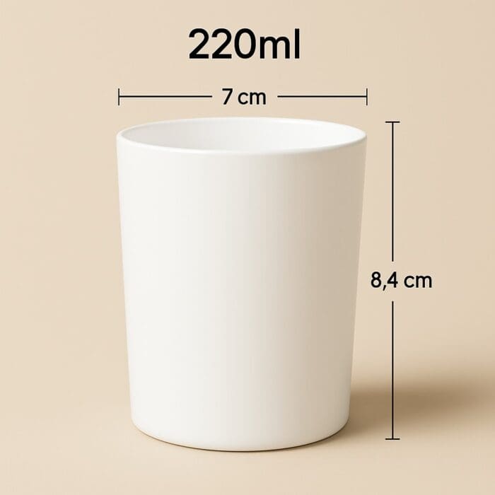 Recipient Lumânări Sticlă | 220ml | Alb Mat - imagine 2