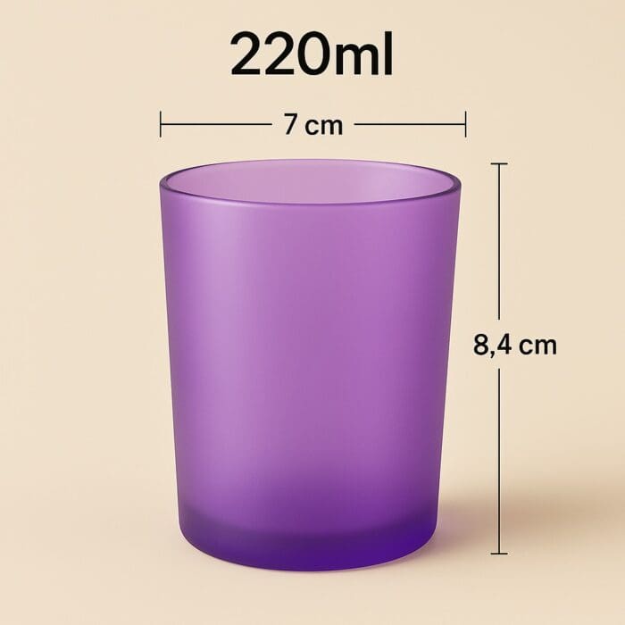 Recipient Lumânări Sticlă | 220ml | Mov Frosted - imagine 2