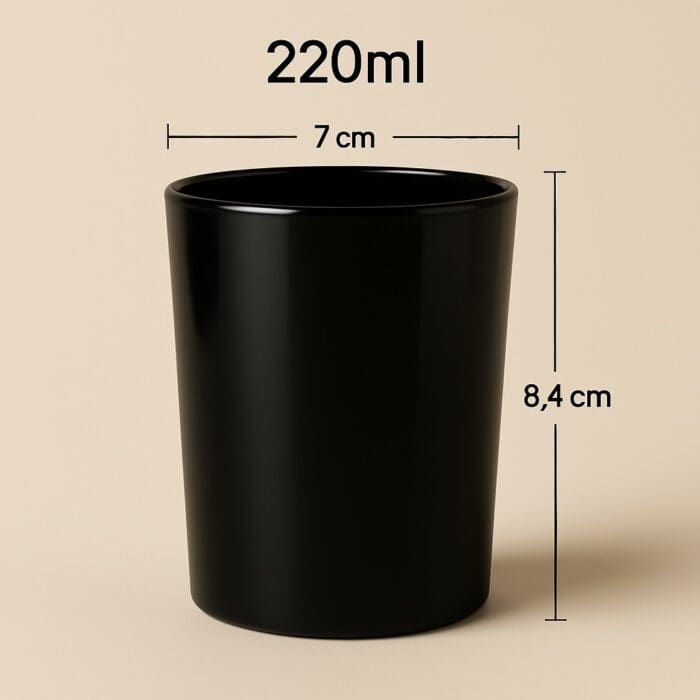 Recipient Lumânări Sticlă | 220ml | Negru Lucios - imagine 2