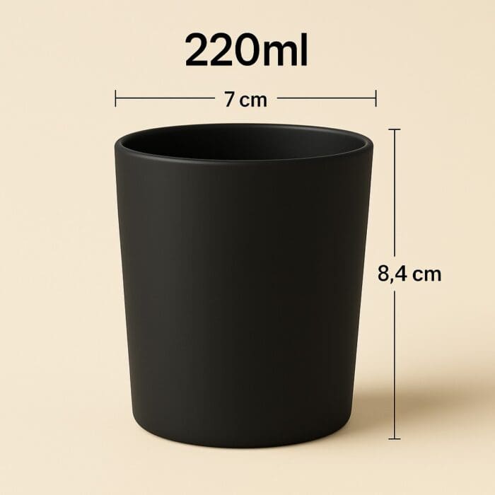 Recipient Lumânări Sticlă | 220ml | Negru Mat - imagine 2