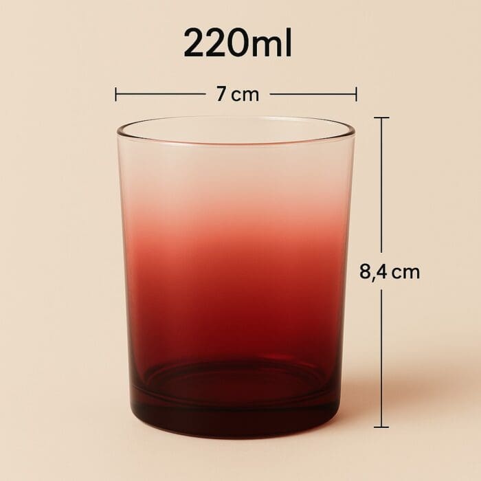 Recipient Lumânări Sticlă | 220ml | Roșu Gradient - imagine 2