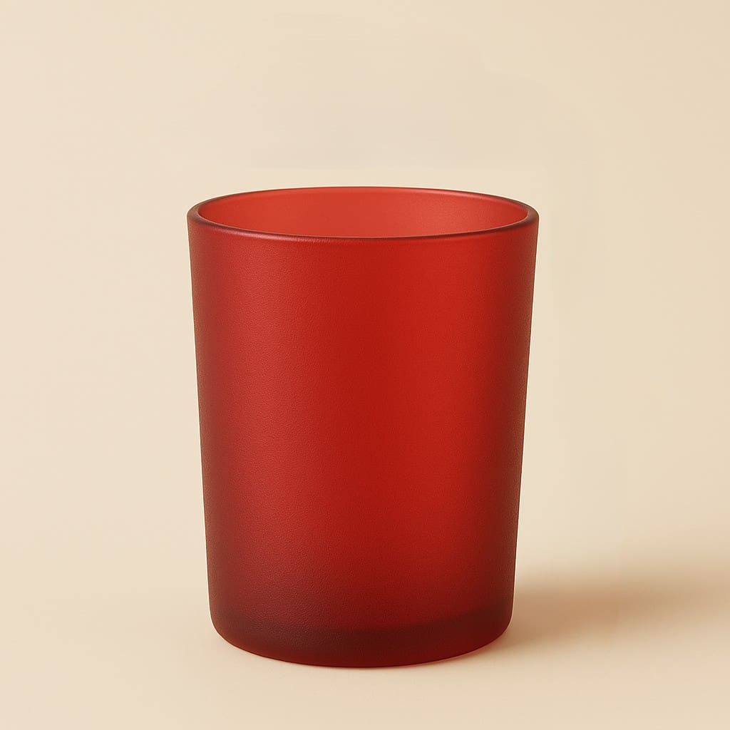 sticla220rosumat Recipient Lumânări Sticlă | 220ml | Roșu Frosted - imagine 1