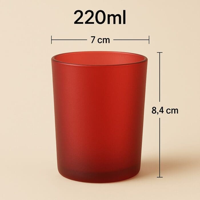 Recipient Lumânări Sticlă | 220ml | Roșu Frosted - imagine 2