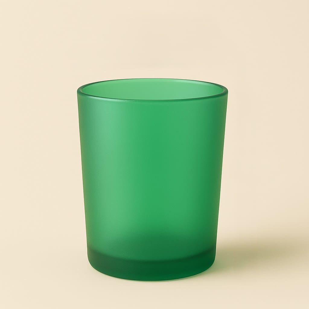 sticla220verde Recipient Lumânări Sticlă | 220ml | Verde Frosted - imagine 1