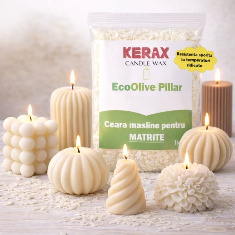 eecoolivec Ceara Masline pentru lumanari in matrite - Kerawax EcoOlive Pillar - imagine 1
